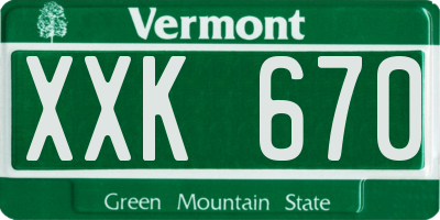 VT license plate XXK670