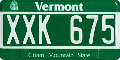 VT license plate XXK675
