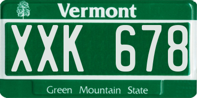 VT license plate XXK678