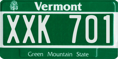 VT license plate XXK701