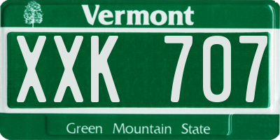 VT license plate XXK707