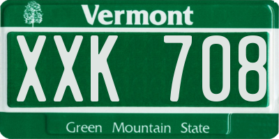 VT license plate XXK708