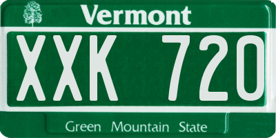 VT license plate XXK720