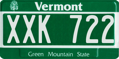 VT license plate XXK722