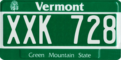 VT license plate XXK728