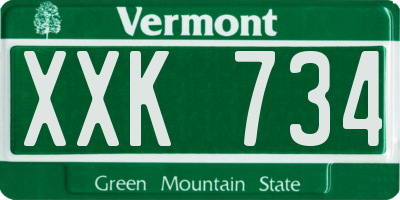 VT license plate XXK734