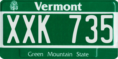 VT license plate XXK735