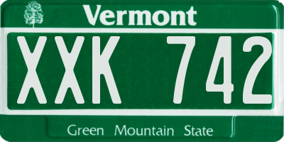 VT license plate XXK742