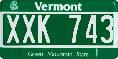 VT license plate XXK743