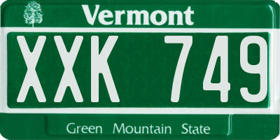 VT license plate XXK749
