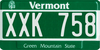 VT license plate XXK758