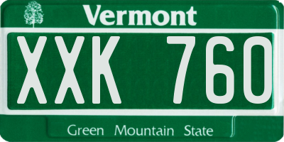 VT license plate XXK760