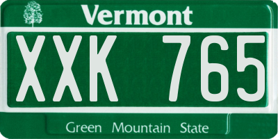 VT license plate XXK765
