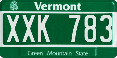 VT license plate XXK783