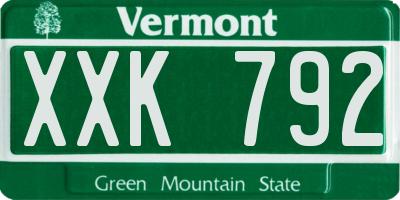 VT license plate XXK792