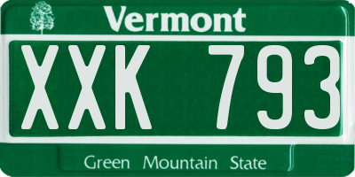 VT license plate XXK793