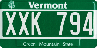 VT license plate XXK794