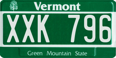 VT license plate XXK796