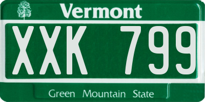 VT license plate XXK799