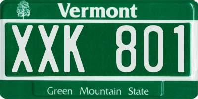 VT license plate XXK801