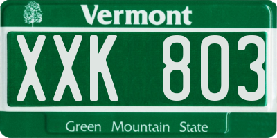 VT license plate XXK803