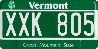 VT license plate XXK805