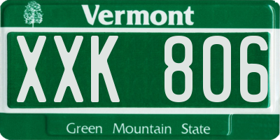 VT license plate XXK806