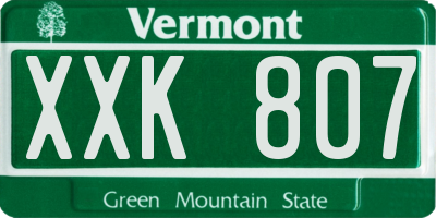 VT license plate XXK807