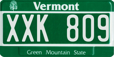 VT license plate XXK809