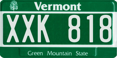 VT license plate XXK818