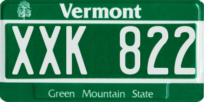 VT license plate XXK822