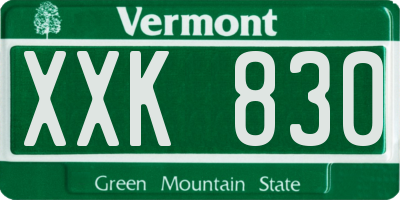VT license plate XXK830