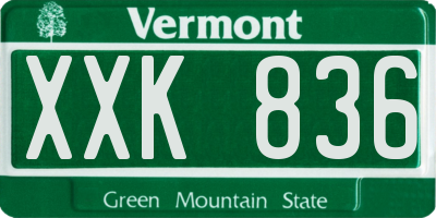 VT license plate XXK836