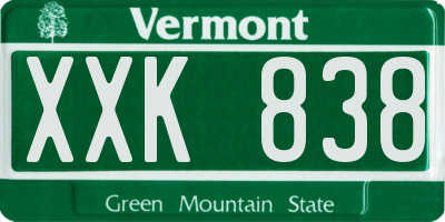 VT license plate XXK838