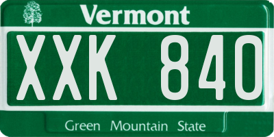 VT license plate XXK840