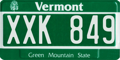 VT license plate XXK849