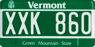 VT license plate XXK860