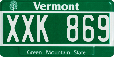 VT license plate XXK869