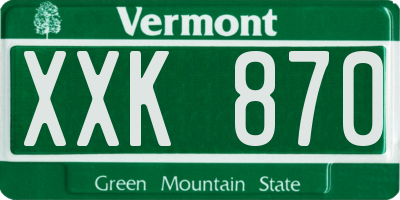 VT license plate XXK870