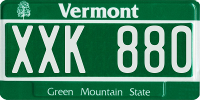 VT license plate XXK880
