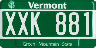 VT license plate XXK881