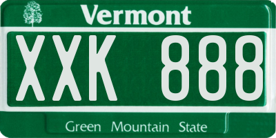 VT license plate XXK888