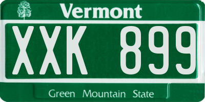 VT license plate XXK899