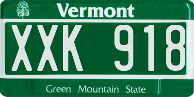 VT license plate XXK918