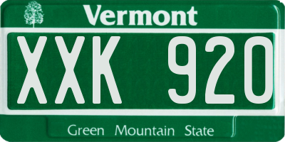 VT license plate XXK920