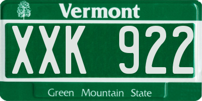 VT license plate XXK922