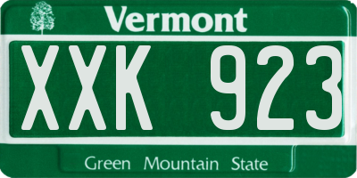 VT license plate XXK923