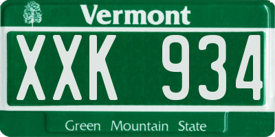VT license plate XXK934