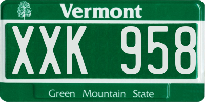 VT license plate XXK958