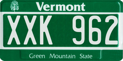 VT license plate XXK962